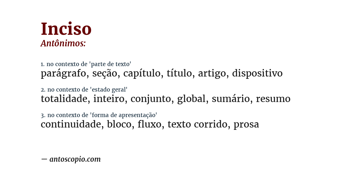 Antônimo de inciso