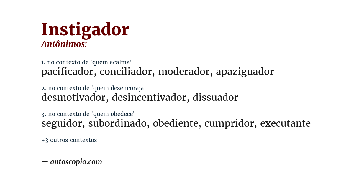 Antônimo de instigador