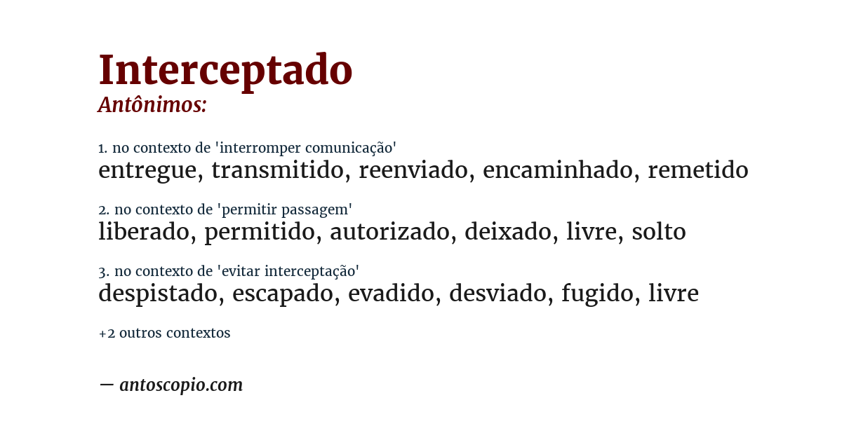 Antônimo de interceptado
