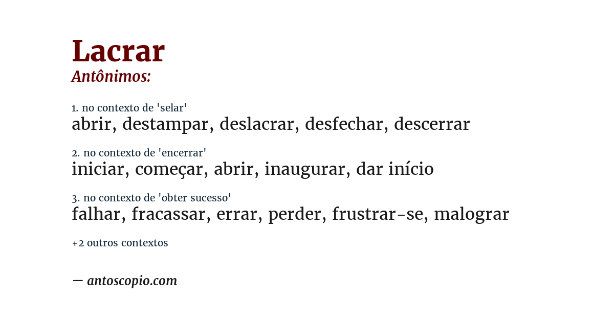 Antônimo de lacrar