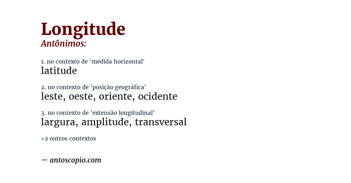 Antônimo de longitude