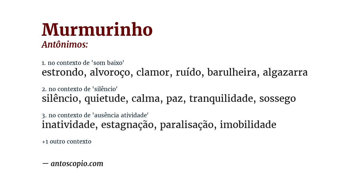 Antônimo de murmurinho