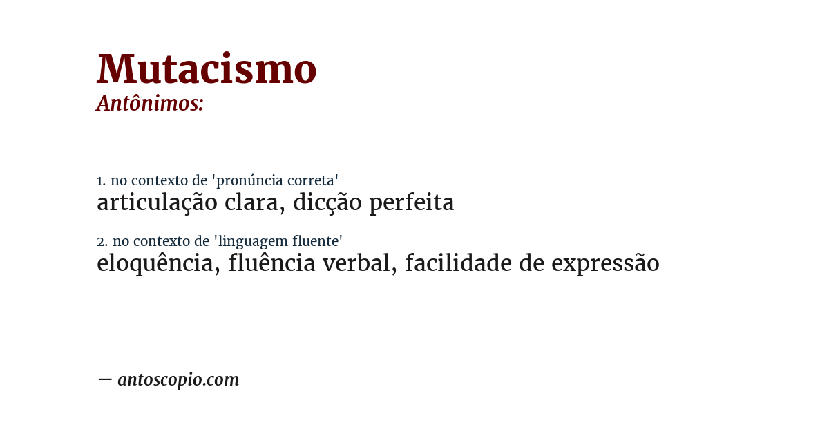 Antônimo de mutacismo