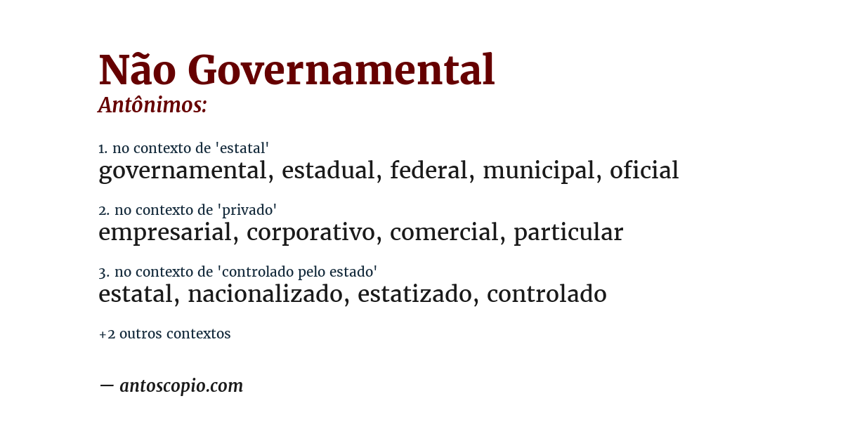 Antônimo de não governamental