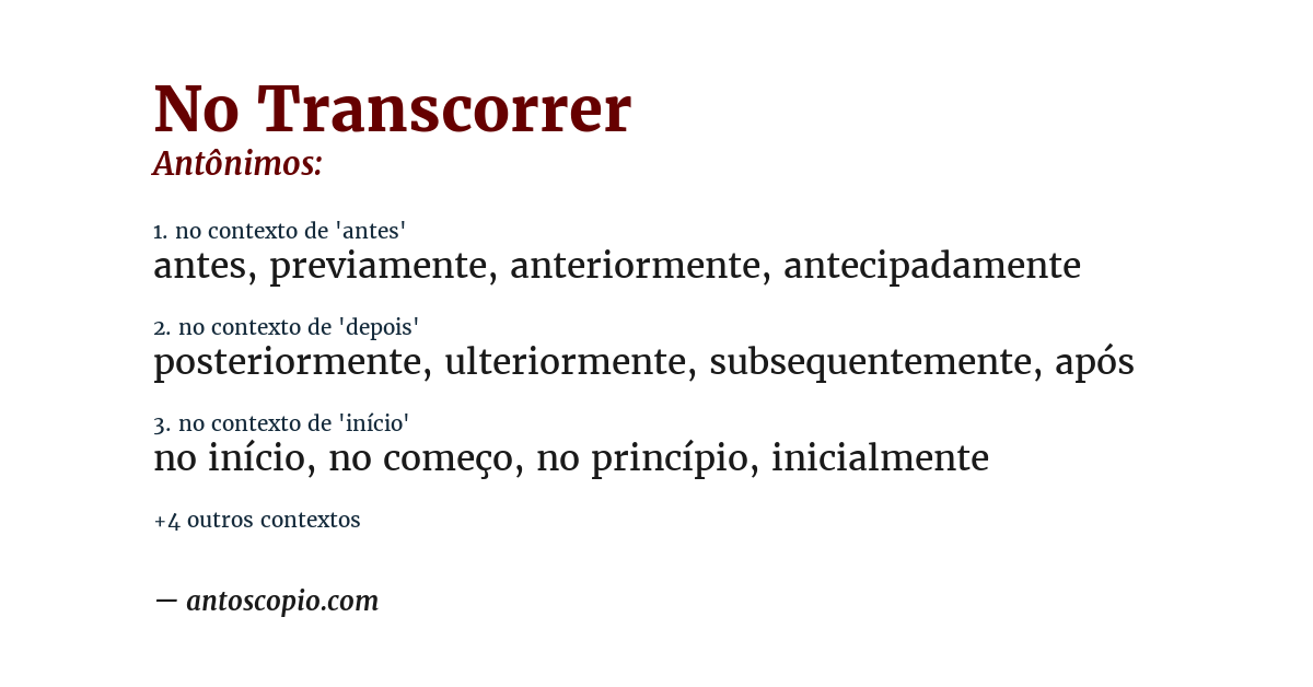 Antônimo de no transcorrer