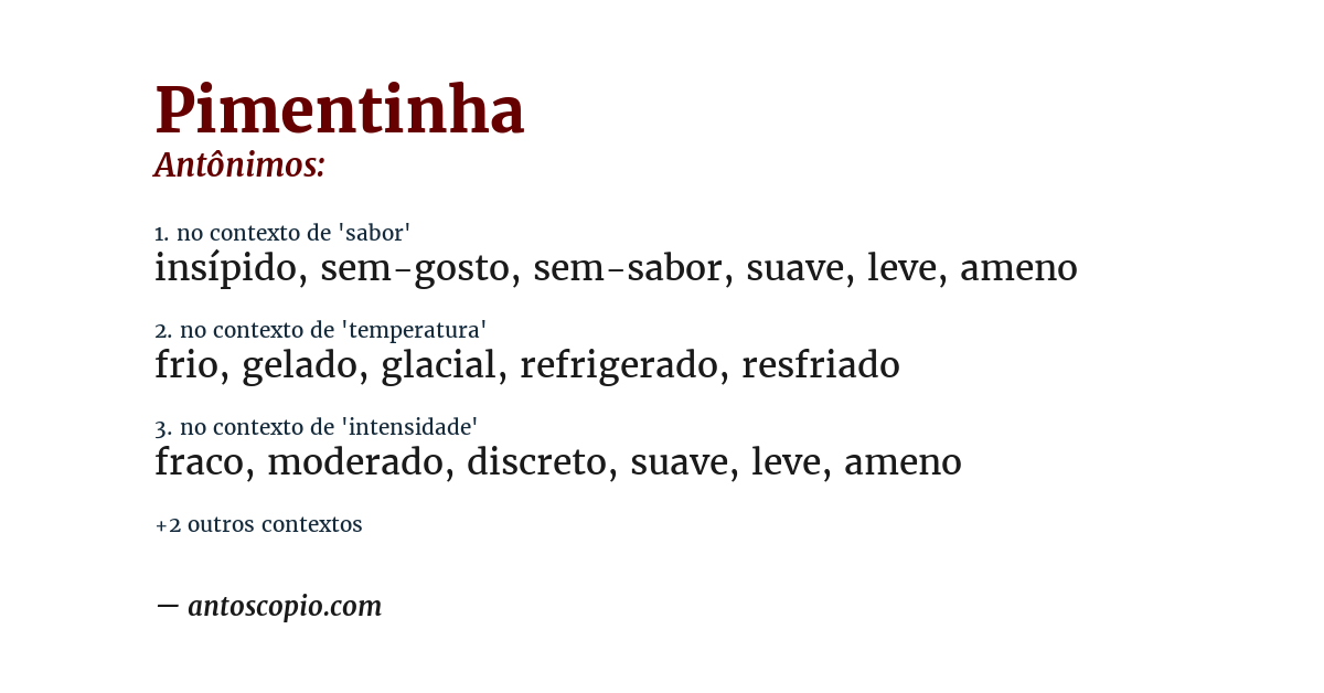 Antônimo de pimentinha