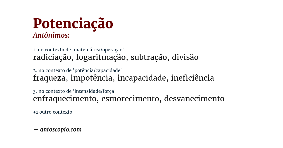 Antônimo de potenciação