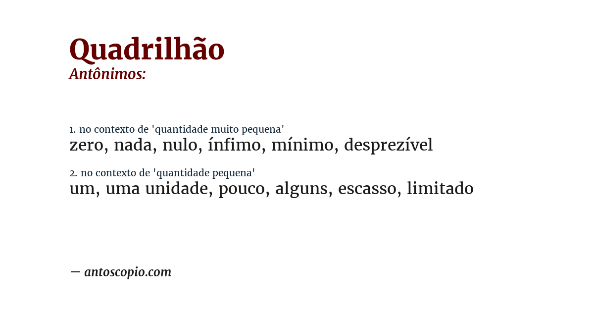 Antônimo de quadrilhão