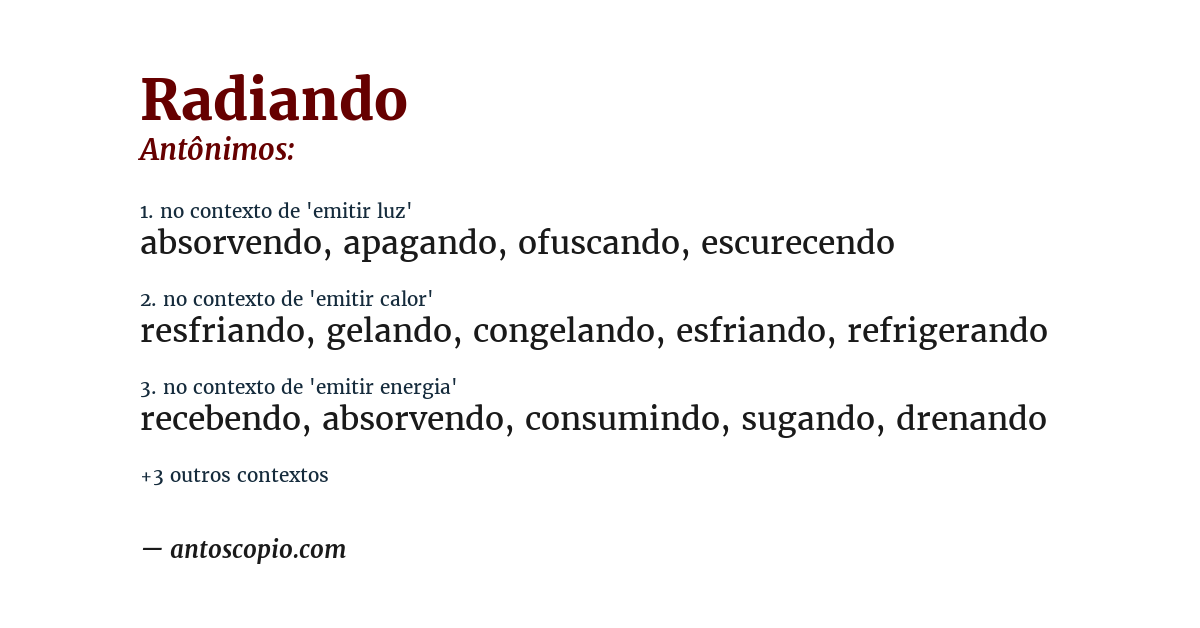 Antônimo de radiando