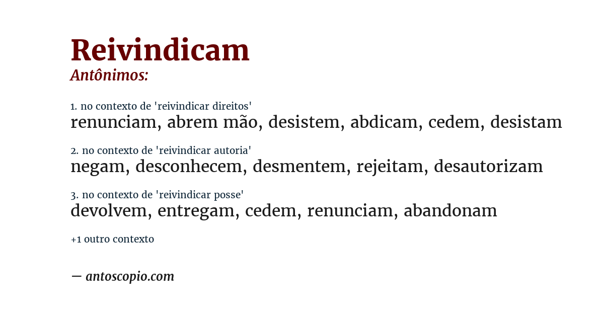 Antônimo de reivindicam