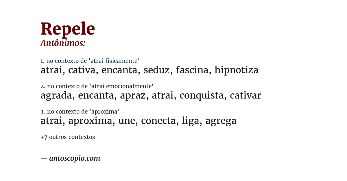 Antônimo de repele