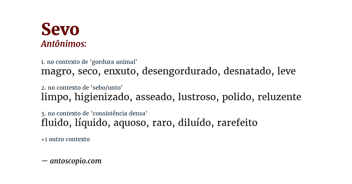 Antônimo de sevo
