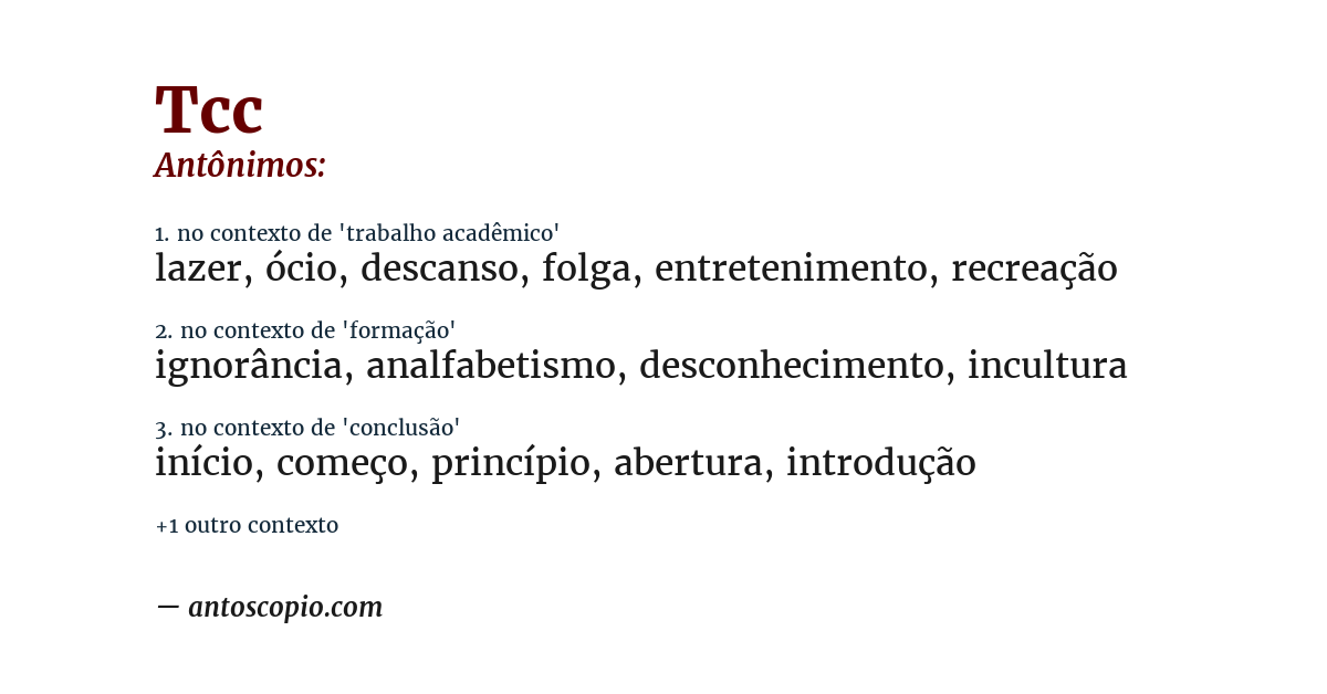 Antônimo de tcc