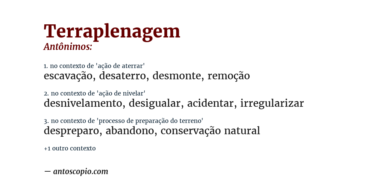 Antônimo de terraplenagem