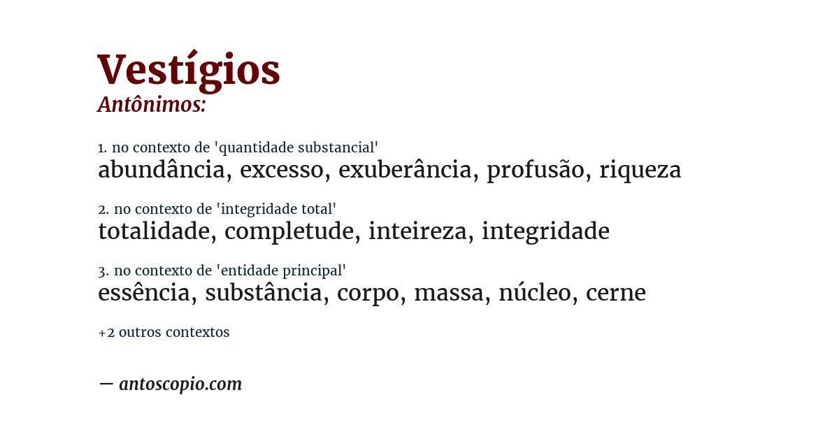 Antônimo de vestígios