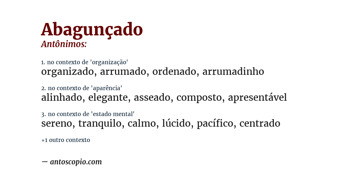 Antônimo de abagunçado