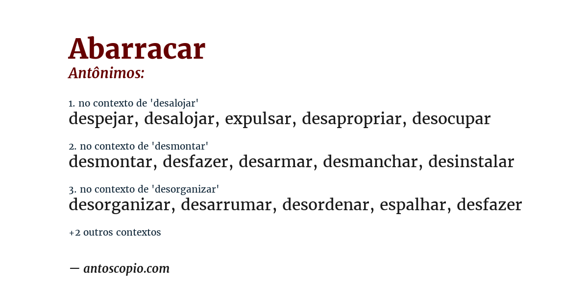 Antônimo de abarracar