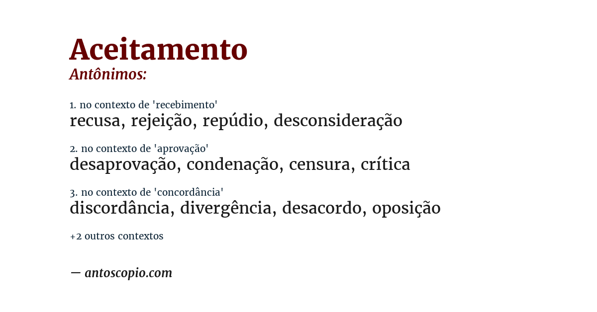 Antônimo de aceitamento