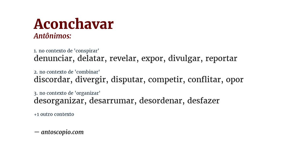 Antônimo de aconchavar
