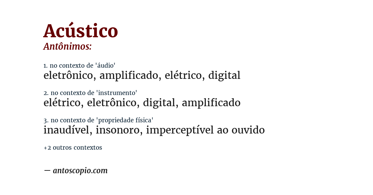 Antônimo de acústico