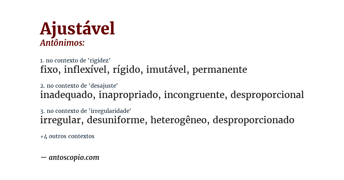 Antônimo de ajustável