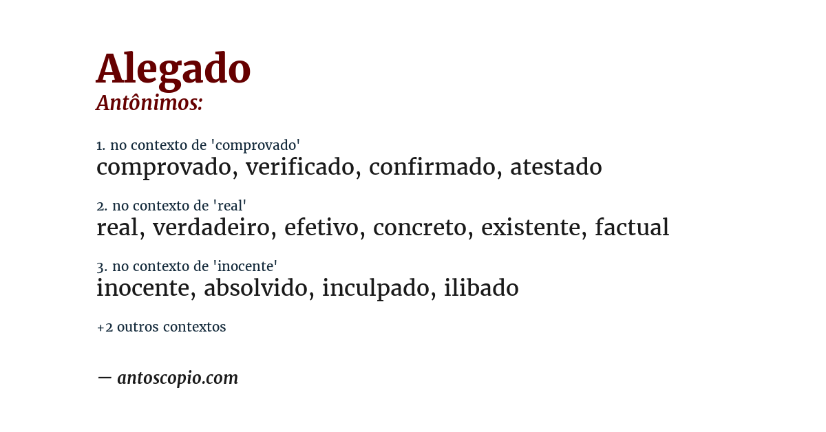 Antônimo de alegado