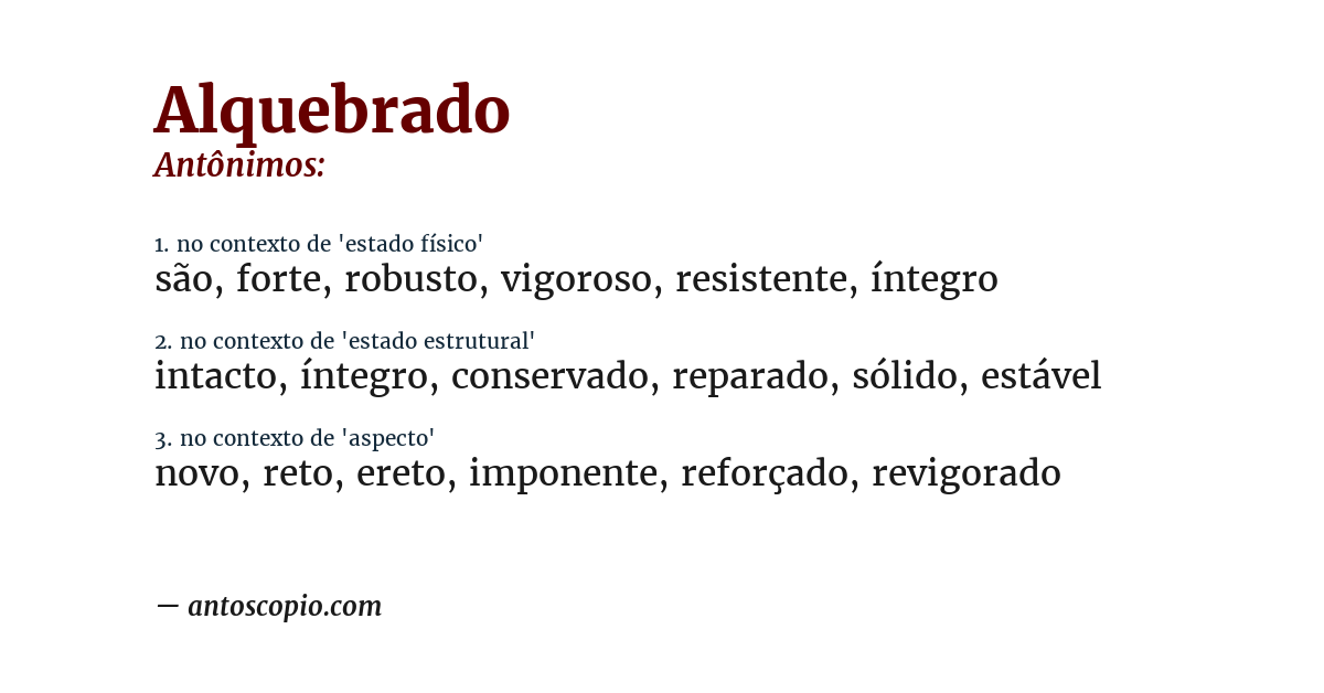 Antônimo de alquebrado