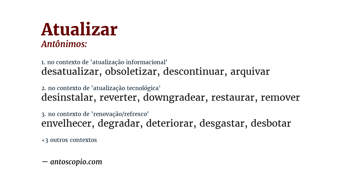 Antônimo de atualizar