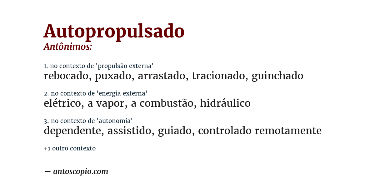Antônimo de autopropulsado