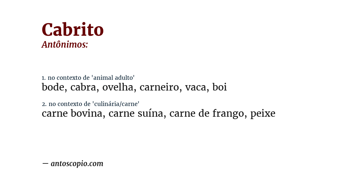 Antônimo de cabrito