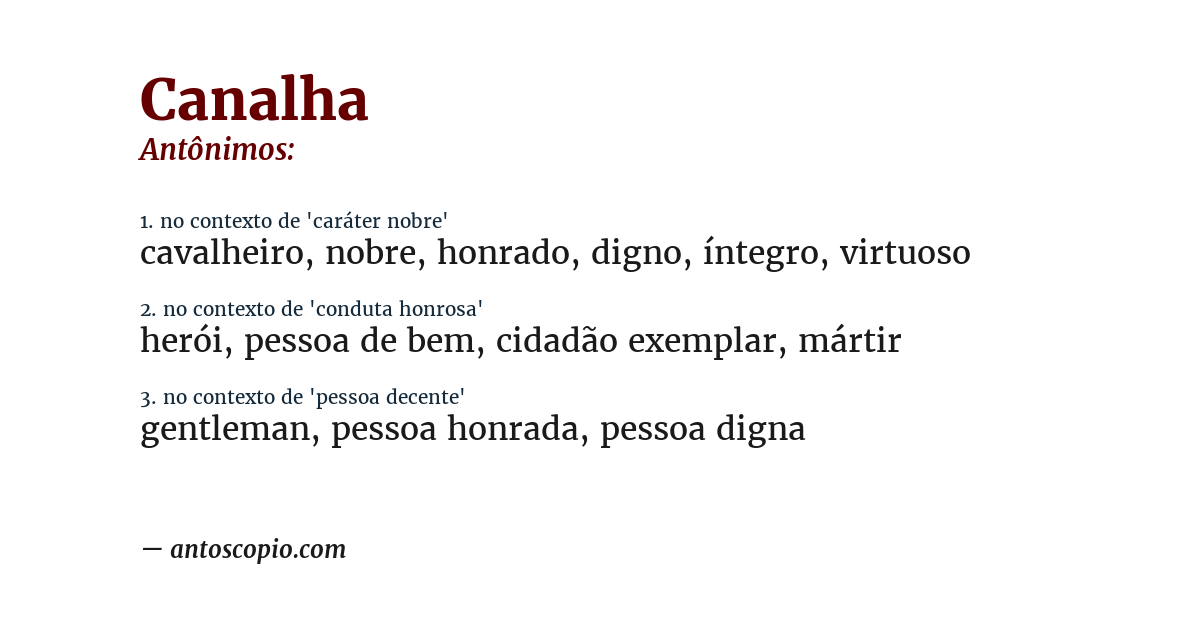 Antônimo de canalha