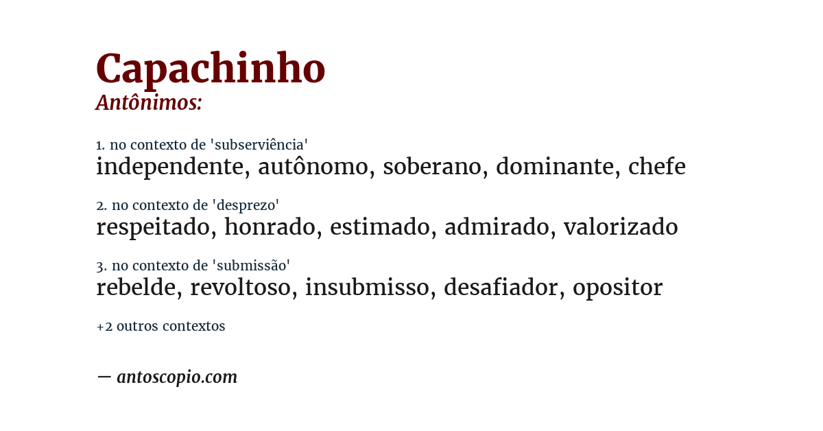Antônimo de capachinho