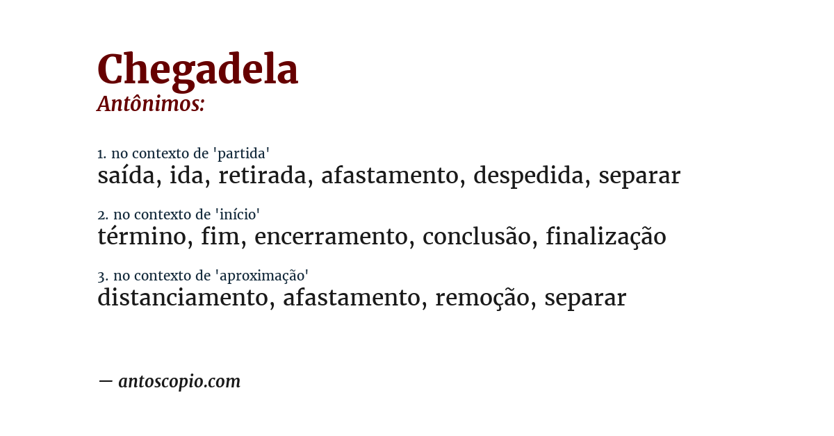 Antônimo de chegadela