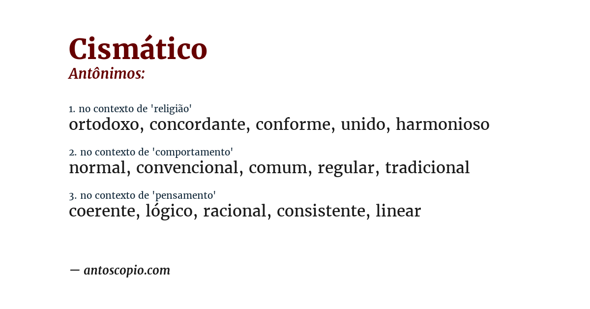 Antônimo de cismático