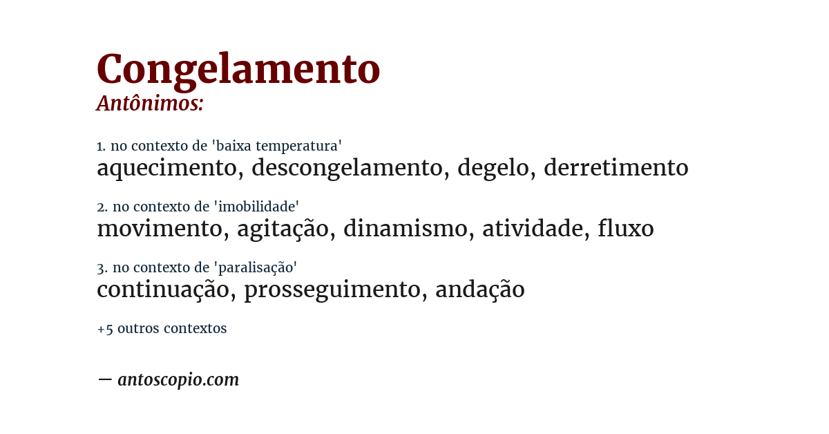 Antônimo de congelamento