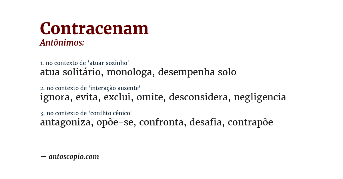 Antônimo de contracenam