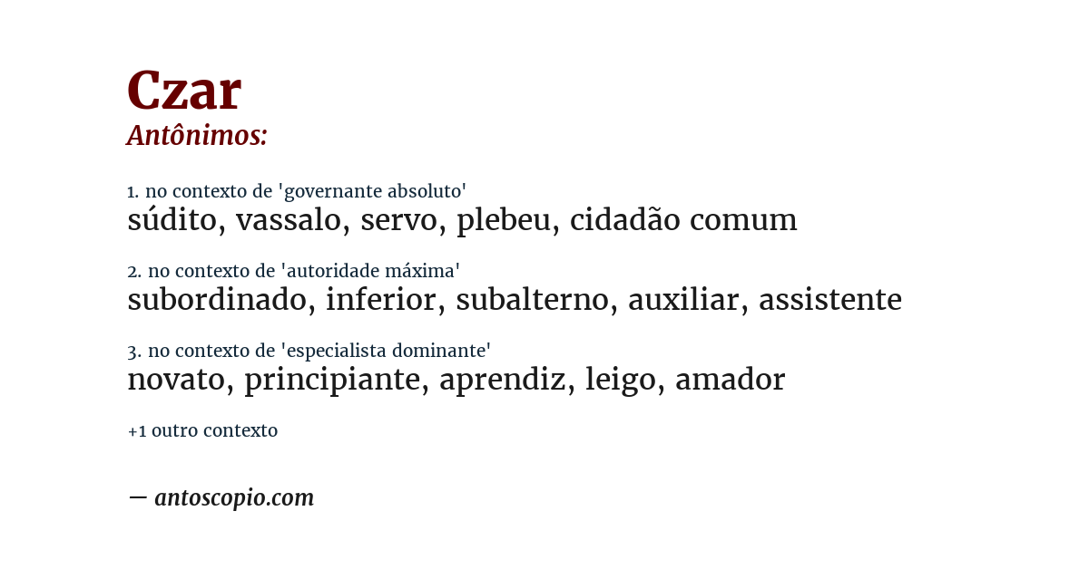 Antônimo de czar