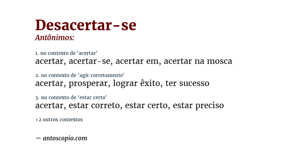 Antônimo de desacertar-se