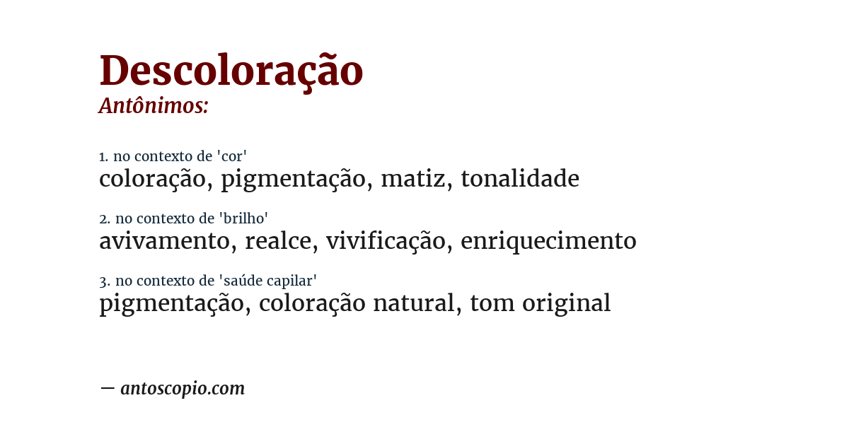 Antônimo de descoloração