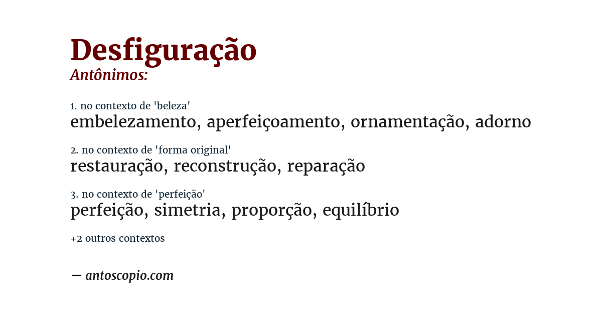 Antônimo de desfiguração