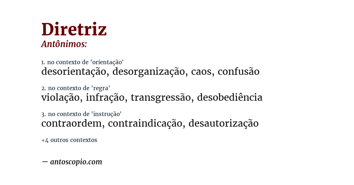 Antônimo de diretriz