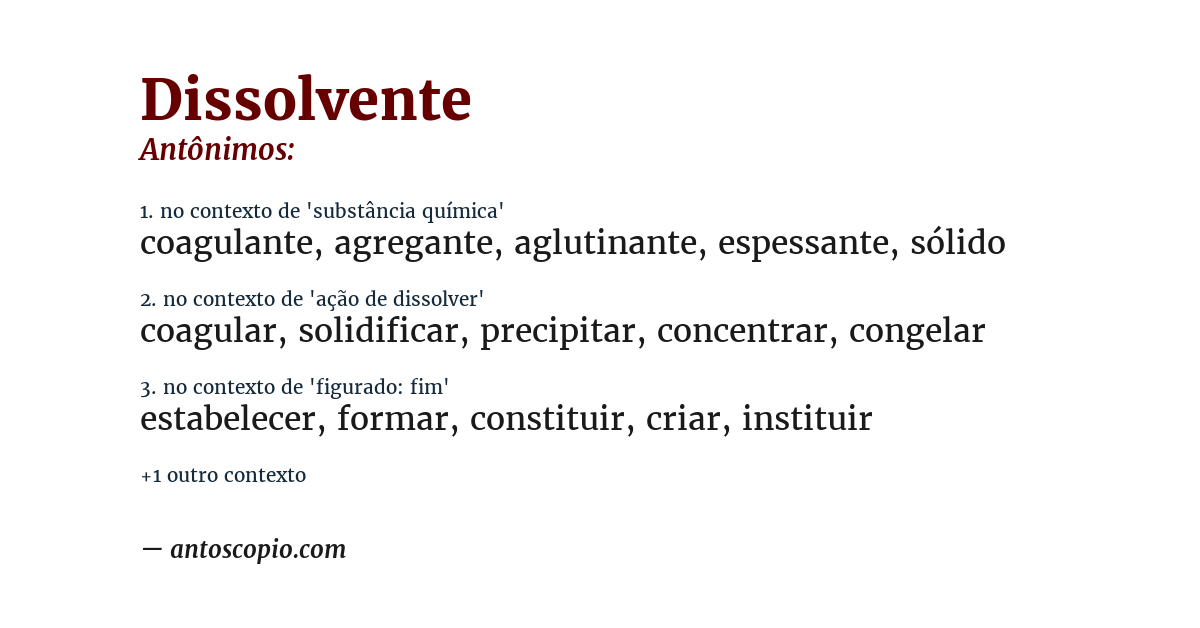 Antônimo de dissolvente
