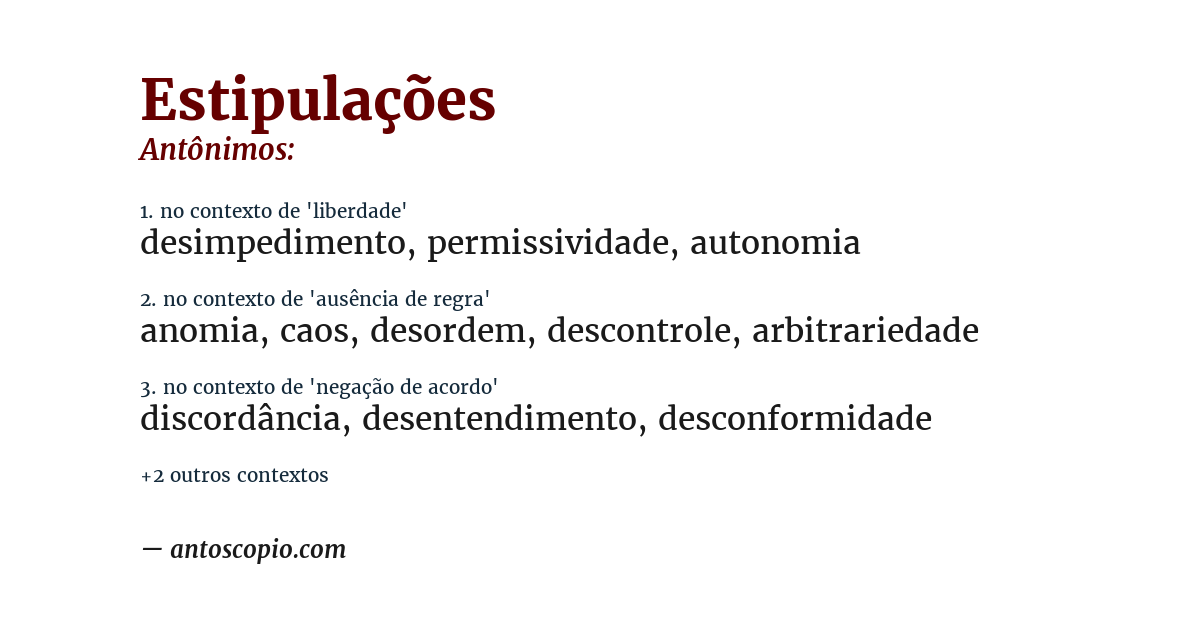 Antônimo de estipulações