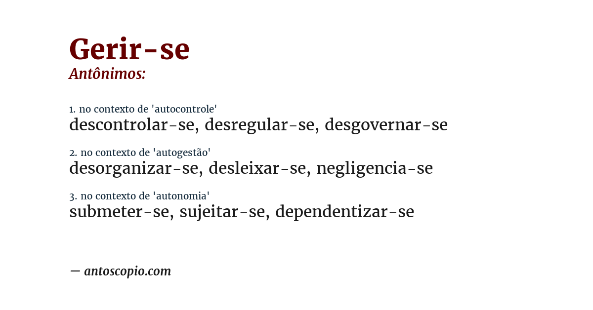 Antônimo de gerir-se