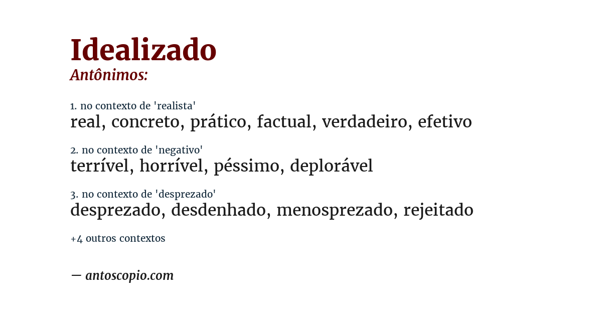 Antônimo de idealizado