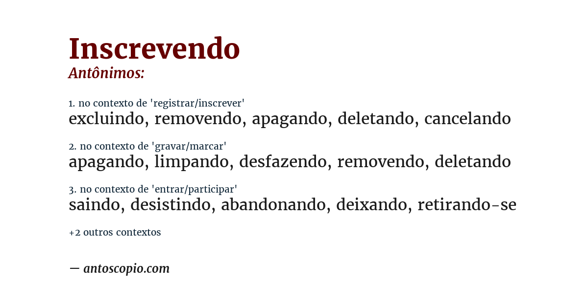 Antônimo de inscrevendo