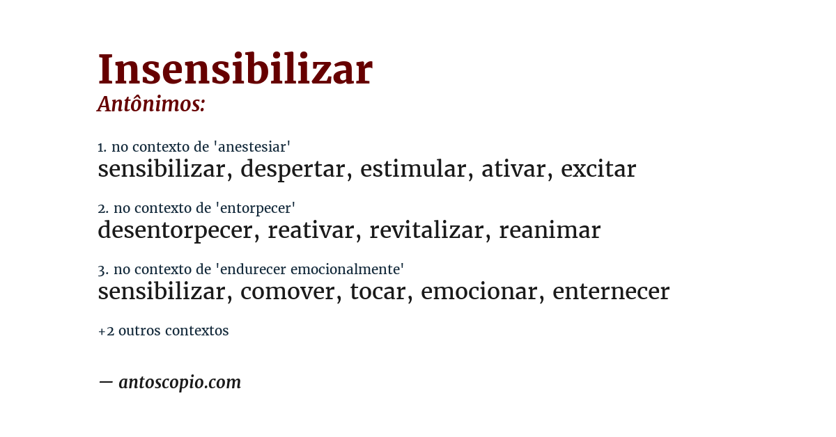 Antônimo de insensibilizar