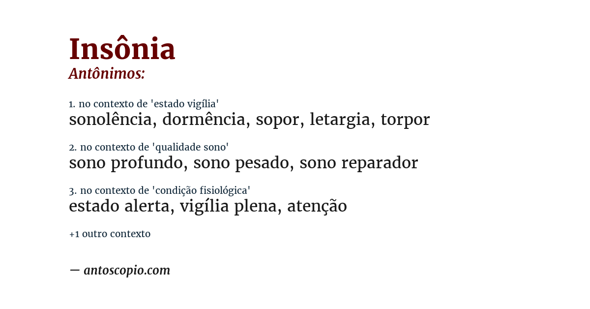 Antônimo de insônia