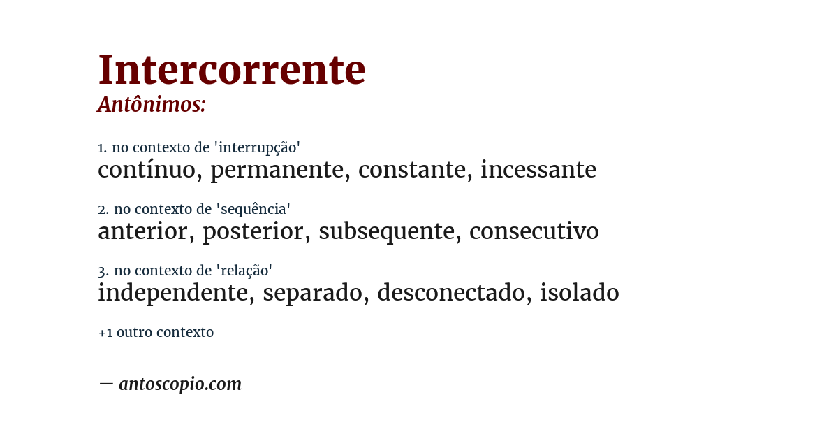 Antônimo de intercorrente
