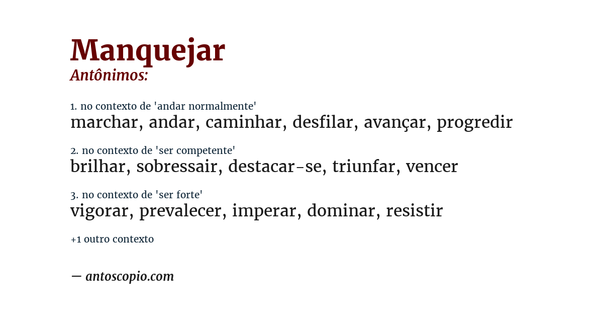 Antônimo de manquejar